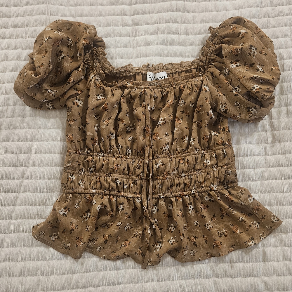 Trixxi Brown Floral Blouse